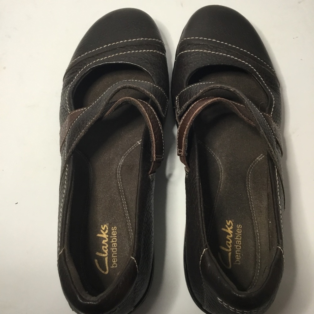 Clarks Bendables Women’s Brown Tumbled Leather Mary Jane Slip On Loafers Sz 8.5 - Picture 7 of 8